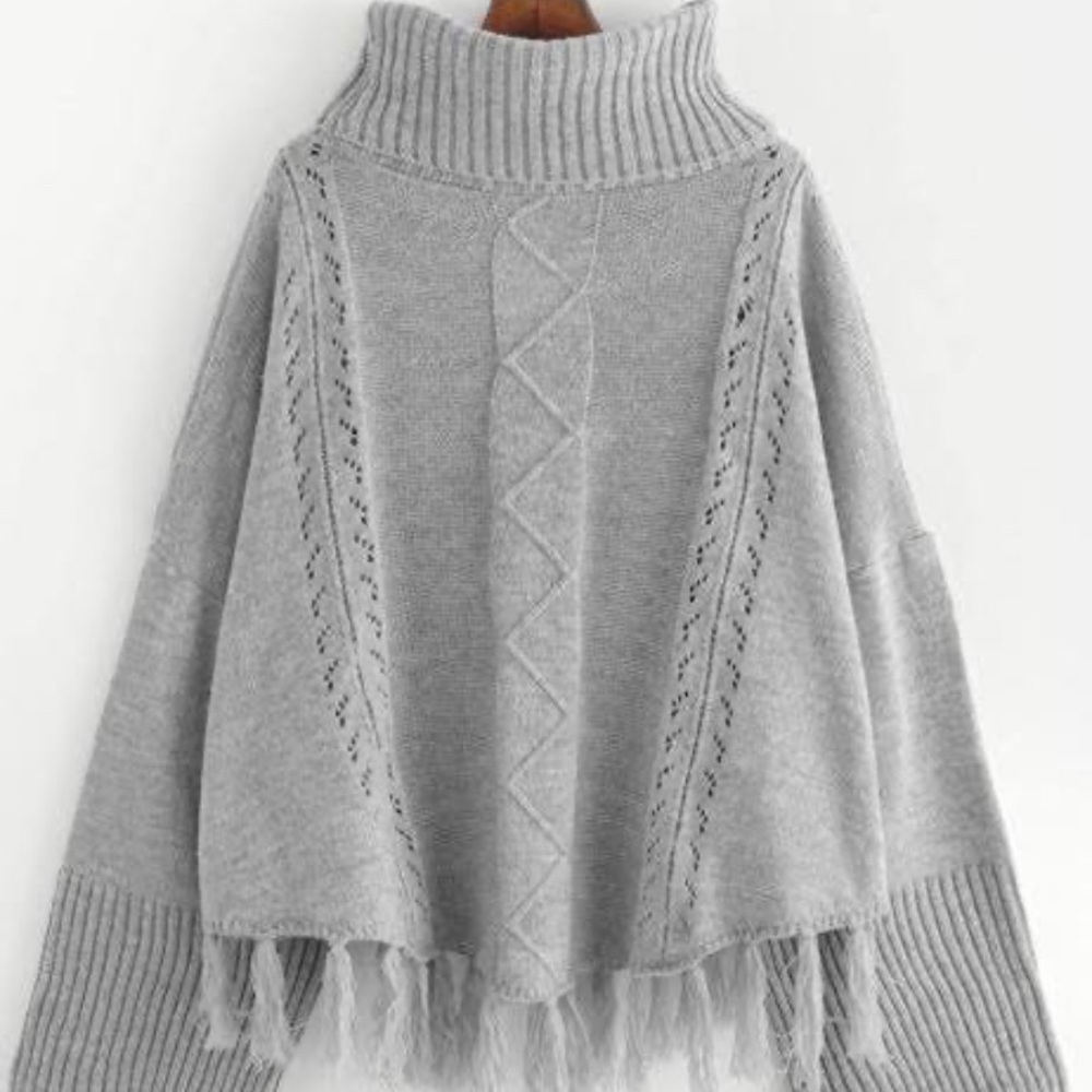 Shein Gray Oversized Turtleneck Sweater